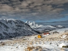 Góry, Domy, Norwegia, Zima