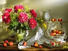 Kwiaty, Bukiet, Dalia, Owoce