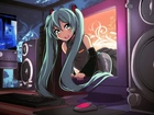 Vocaloid, Hatsune Miku, Monitor, Głośniki, Komputer