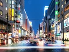 Japonia, Tokio, Ulica, Budynki, Samochody, Ludzie