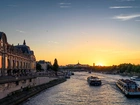 Paryż, Francja, Rzeka, Zachód Słońca