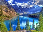 Góry, Jezioro, Morenowe, Las, Banff, Kanada