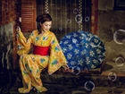 Azjatka, Kimono, Parasolka