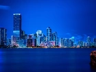 Wiezowce, Ocean, Miami, Floryda, Panorama, Miasta, Noc