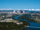 Calgary, Panorama, Miasta, Rzeka, Bow, Roślinność
