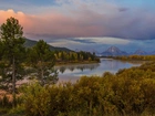 Góry, Rzeka, Las, Grand Teton, Wyoming