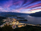 Jezioro, Wakatipu, Miasto, Queenstown, Nowa Zelandia