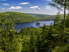 Lasy, Jezioro, Kanada,Park Narodowy La Mauricie,Roślinność, Chmury