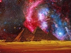 Noc, Piramidy, Galaktyka, Kosmos, Gwiazdy