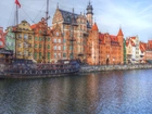 Gdańsk, Motława, Rzeka, Kamienice, Zabytki, Łódź, HDR