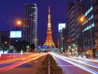 Japonia, Tokio, Tower, Wieża, Drapacze Chmur, Ulica, Noc