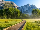 Park, Yosemite, Góry, Ścieżka, Wodospad