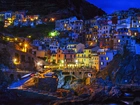 Domy, Manarola, Panorama, Miasta, Nocą