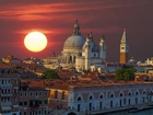 Wenecja, Włochy, Zachód Słońca, Kościół