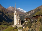 Austria, Góry, Kościół, Domy, Drzewa