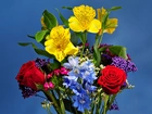 Bukiet, Kwiatów, Alstremeria, Róże