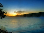 Jezioro, Mgła, Wschód słońca
