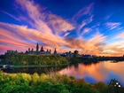 Rzeka, Ottawa, Zachód Słońca, Parlament Hill, Kanada