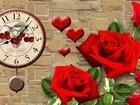 Zegar, Ściana, Czerwone serca