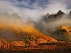 Jesień, Las, Góry, Chmury