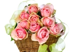 Kwiaty, Koszyk, Bukiet, Róże