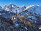Zamek, Neuschwanstein, Zima, Góry, Bawaria