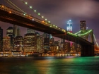 Brooklyn, Bridge, Nocna, Panorama, Miasta