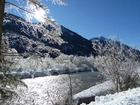 Austria, Rzeka, Śnieg, Słoneczny, Poranek, Mróz