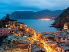 Domy, Góry, Morze, Vernazza, Włochy, Wybrzeże