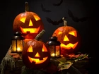 Halloween, Dynie, Lampy