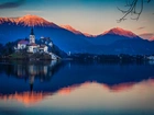 Jezioro, Bled, Kościół, Zamek, Góry, Słowenia