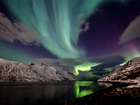Islandia, Góry, Zorza, Polarna, Noc