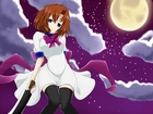 Dziewczyna, Miecz, Niebo, Księżyc, Chmury, Manga, Anime