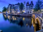 Amsterdam, Kanał, Most, Kamienice