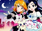 Futari Wa Precure, dziewczyny, księżyc, zwierzaki