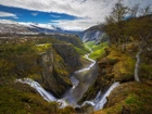 Norwegia, Góry, Rzeka, Wodospad Voringsfossen