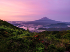 Japonia, Wyspa Honsiu, Góra, Stratowulkan Fudżi, Zachód słońca, Roślinność