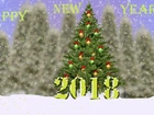 Świąteczne, Sylwester, Życzenia, Napis, Happy New Year 2018, Choinka