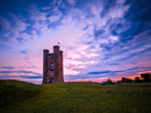 Anglia, Broadway Tower Country Wzgórza Cotswolds, Wieża, Wschód słońca