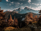 Niemcy, Bawaria, Park Narodowy Berchtesgaden, Góry, Alpy Berchtesgadeńskie, Góra Watzmann, Drzewa, Lasy
