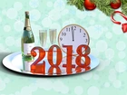 Nowy Rok, 2018, Szampan, Kieliszki, Zegar, Sylwester, Grafika 2D