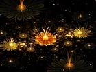Grafika 3D, Świecące, Kwiaty