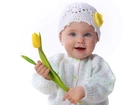 Mała, Dziewczynka, Żółty, Tulipan