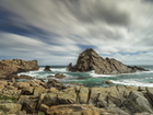 Australia, Punkt widokowy Sugarloaf Rock, Morze, Skały, Chmury