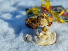 Zima, Śnieg, Figurka, Aniołek, Dekoracja