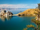 Jezioro Bajkał, Wyspa Olchon, Kamienie, Skała, Drzewo, Rosja