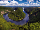 Rzeka Saara, Wzgórza, Lasy, Drzewa, Chmury, Zakole, Meandro del Sarre, Mettlach, Niemcy