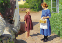 Matka, Córka, Kobieta, Dziewczynka, Malarstwo, Obraz, Hans Andersen Bradekilde