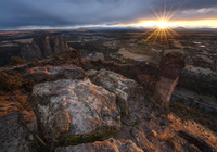 G?ry, Ska?y, Rzeka, Dolina, Promienie s?o?ca, Smith Rock State Park, Stan Oregon, Stany Zjednoczone