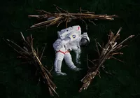 Astronauta, Skafander, Trawa, Ga??zie, Grafika 2D